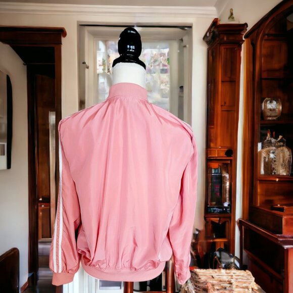 Dice Bomber Type Pink and White Long Sleeve Casual Silky Jacket in Size Medium - Picture 3 of 6